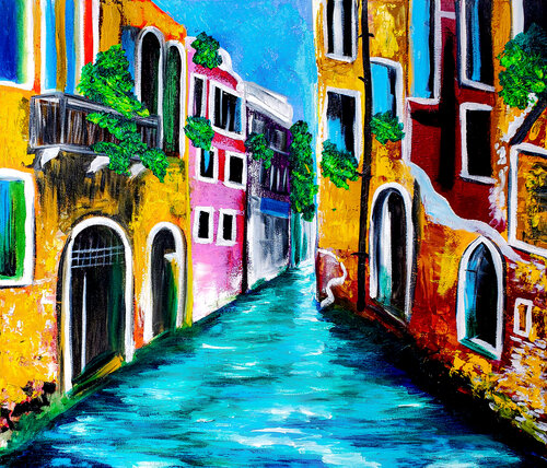 Sunny Venice Canal by Tetiana Surshko, Painting for Sale on Select