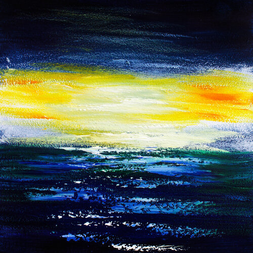 Yellow Horizon Sea by Tetiana Surshko, Painting for Sale on Select