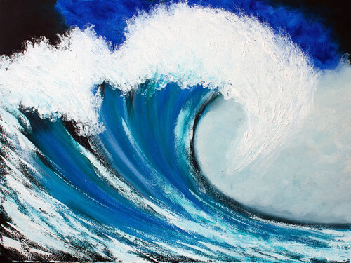 Powerful Blue Wave by Tetiana Surshko, Painting for Sale on Select