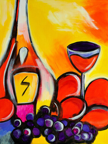 Golden Wine Hour by Tetiana Surshko, Painting for Sale on Select
