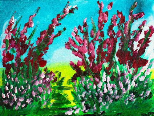 Blooming Garden Path by Tetiana Surshko, Painting for Sale on Select