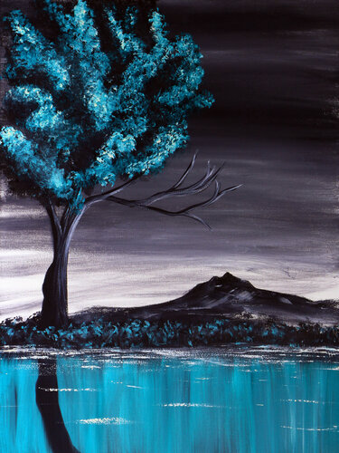 Moody Turquoise Tree by Tetiana Surshko, Painting for Sale on Select