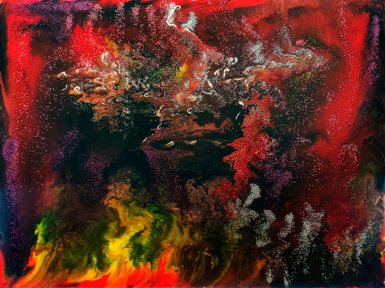 Galactic Crimson Odyssey Tetiana Surshko Original painting for sale