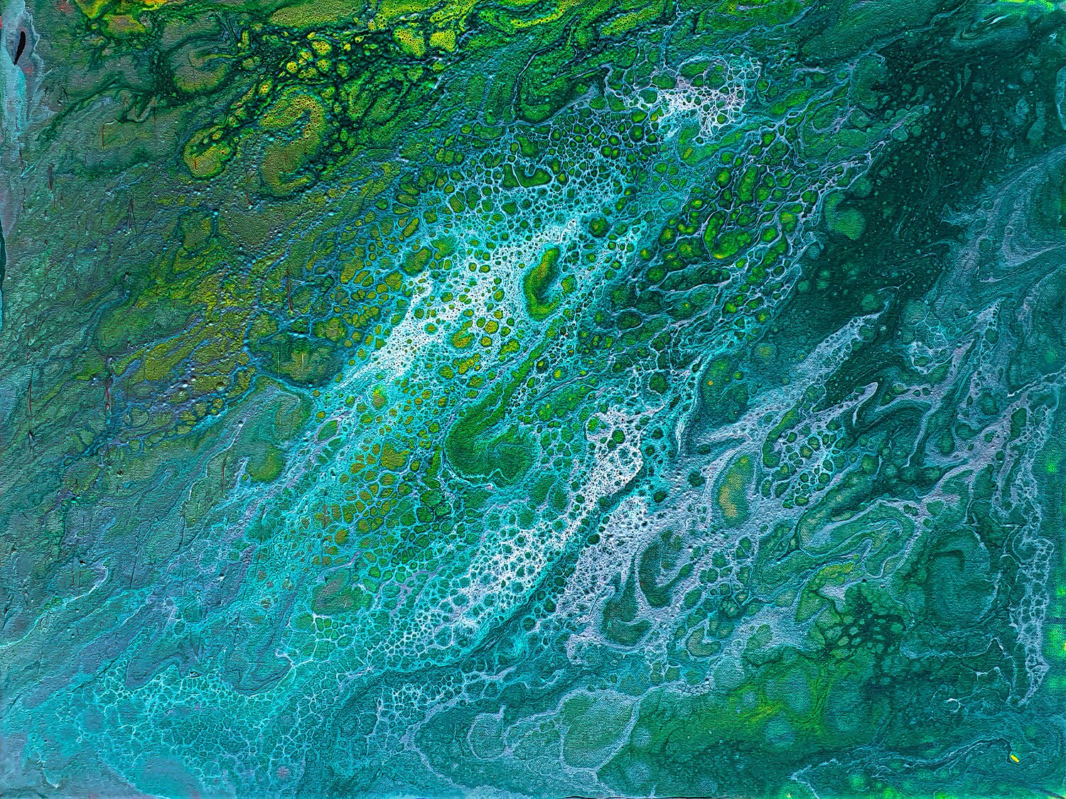 Emerald Lagoon Flow Tetiana Surshko Original painting for sale