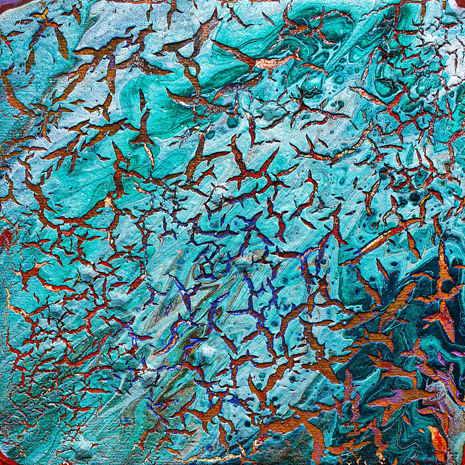 Turquoise Copper Fissure Tetiana Surshko Original painting for sale