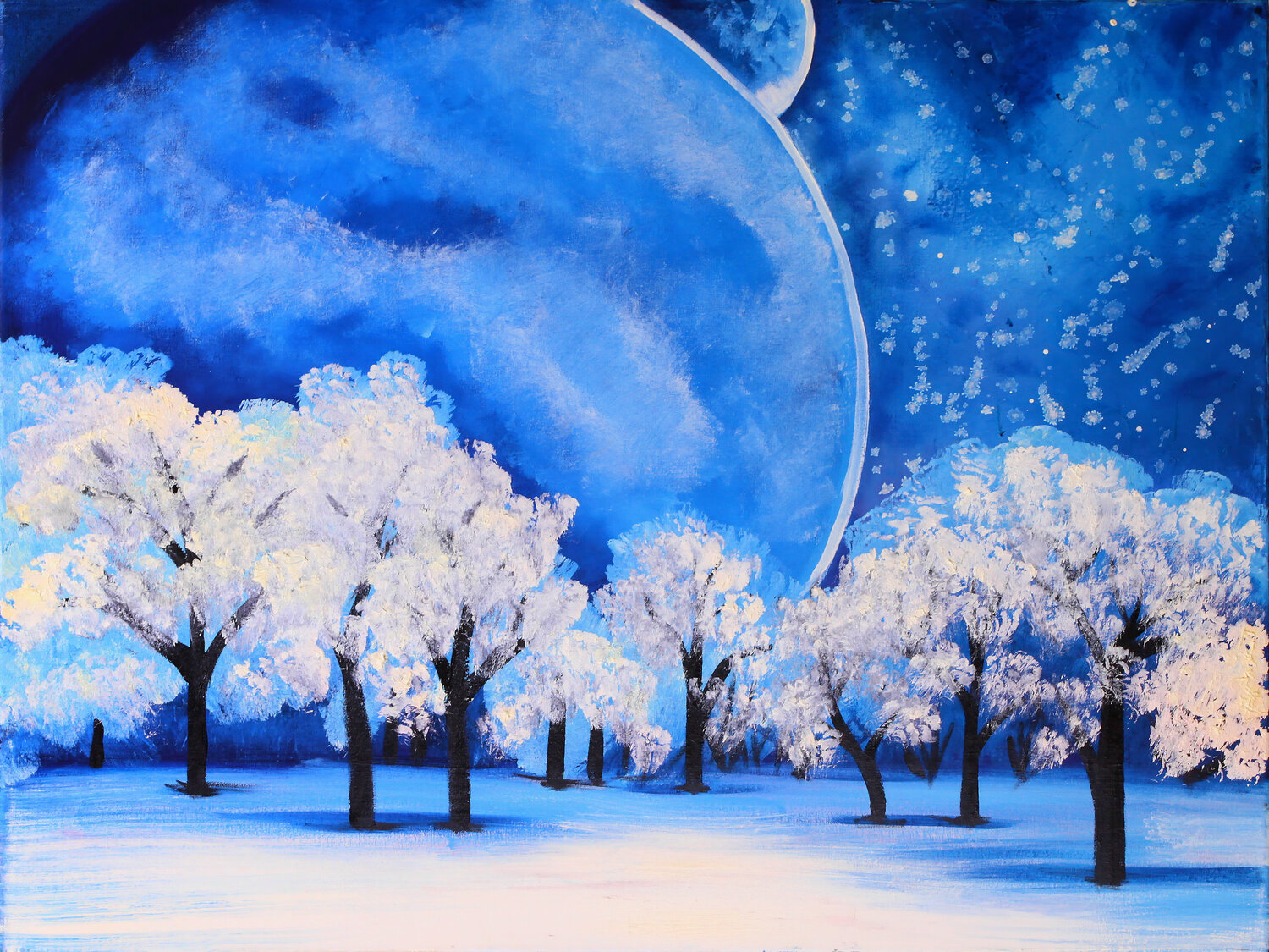 Celestial Winter Grove Tetiana Surshko Original painting for sale