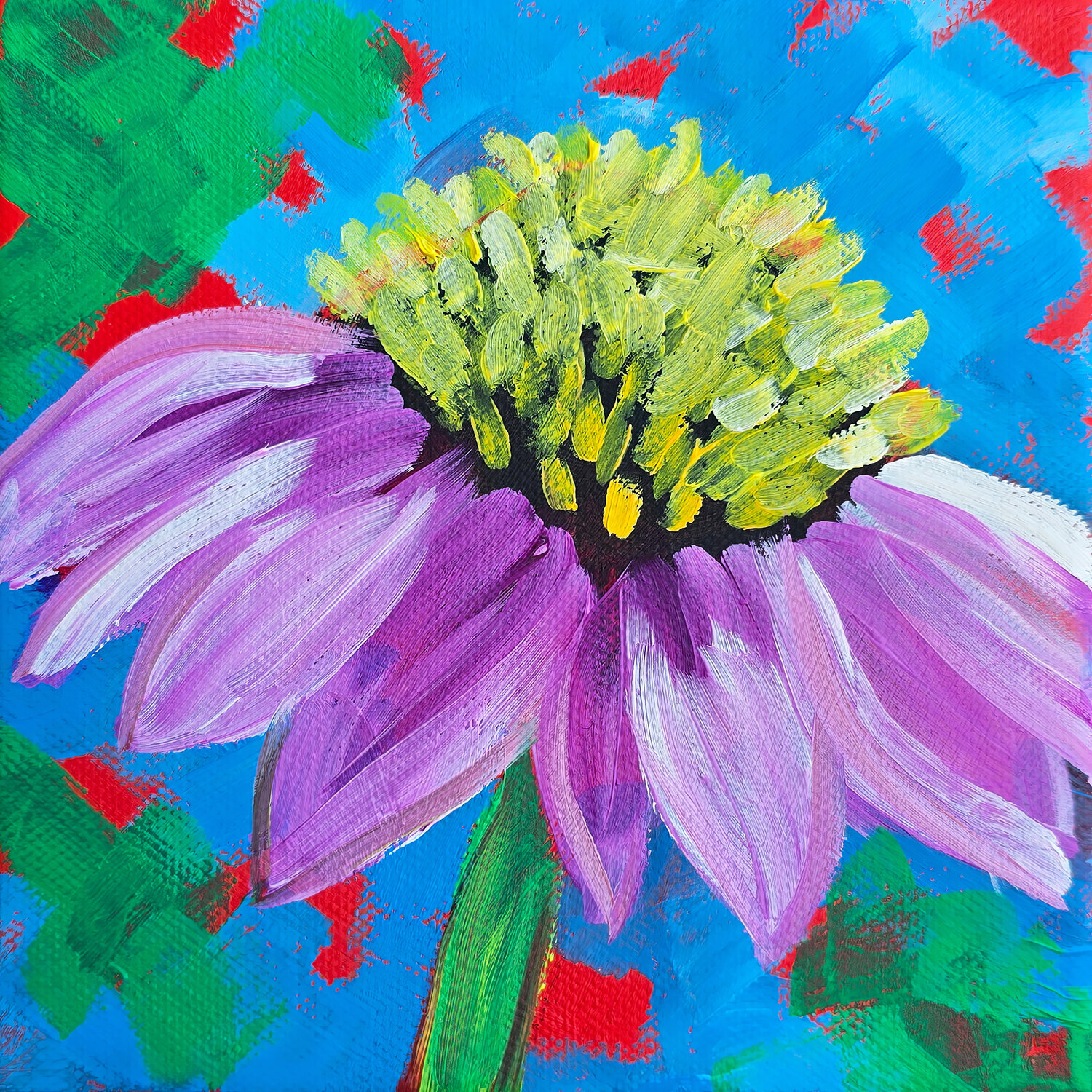 Violet Coneflower Burst Tetiana Surshko Original painting for sale