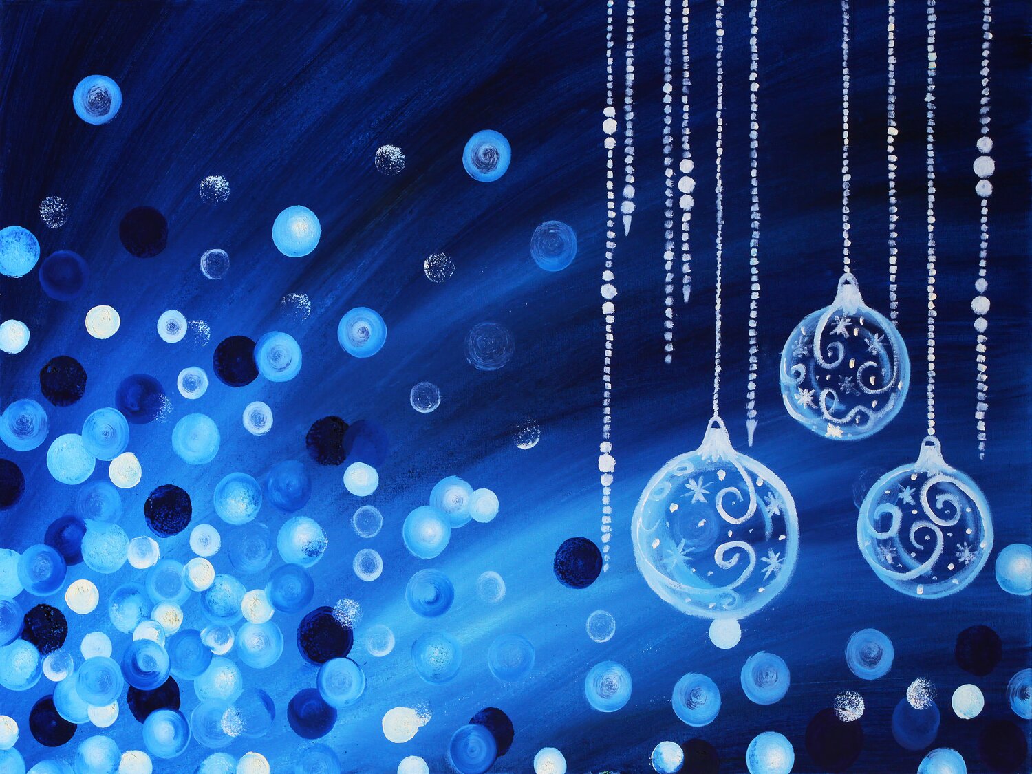 Sapphire Winter Ornaments Tetiana Surshko Original painting for sale