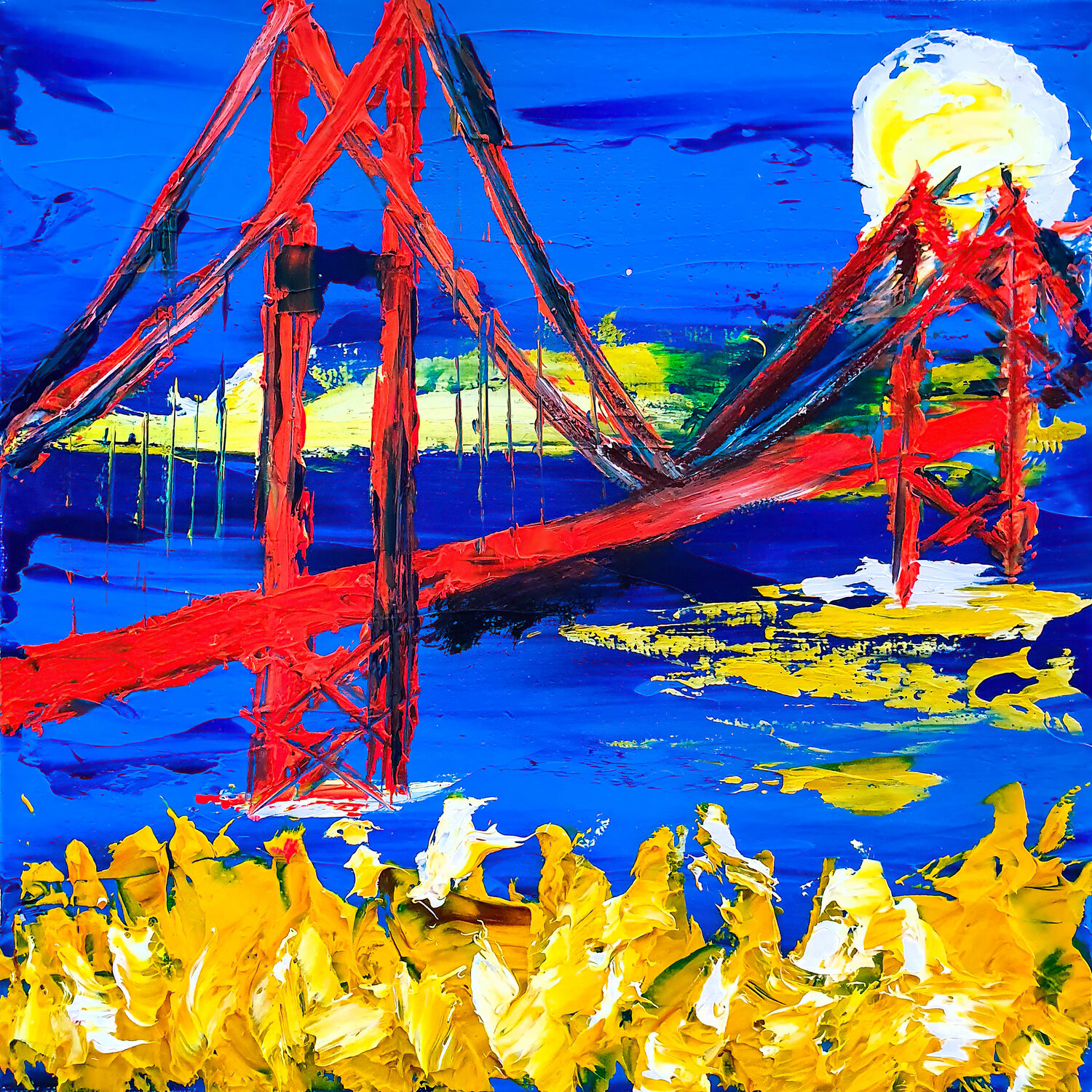 Golden Gate Night Tetiana Surshko Original painting for sale