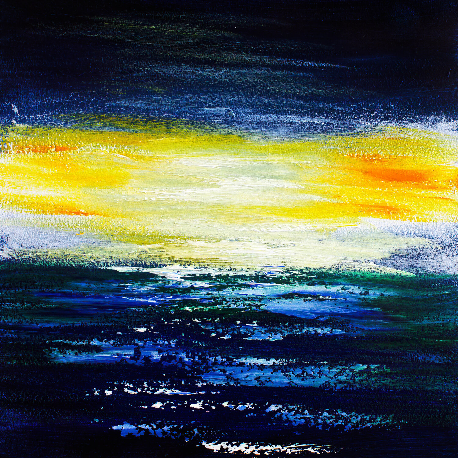 Yellow Horizon Sea Tetiana Surshko Original painting for sale