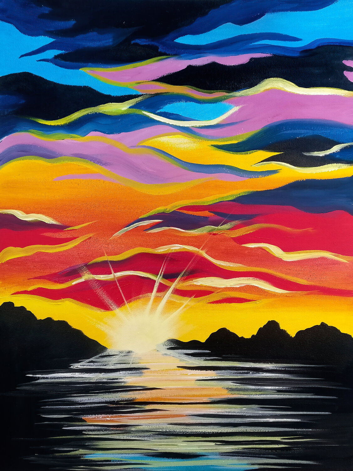 Sky on Fire Tetiana Surshko Original painting for sale