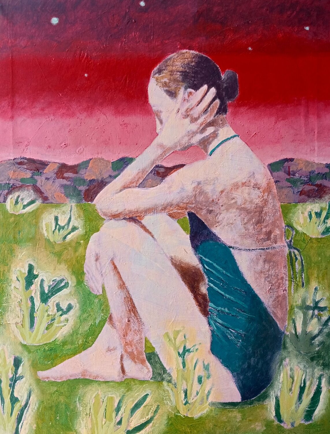 Ragazza illumina piantine Luigi Iona Original painting for sale