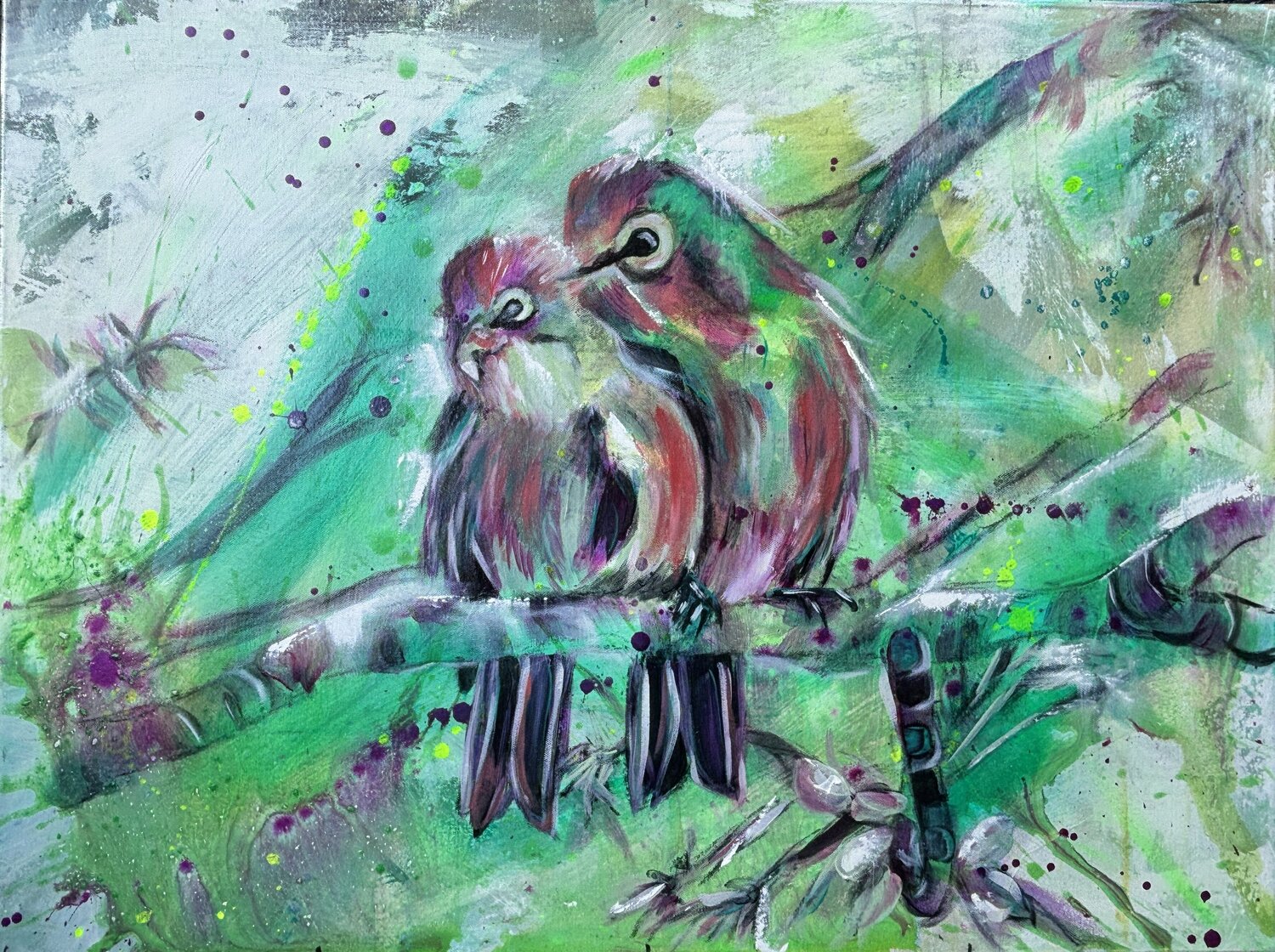 Lovebirds - Serie Zartes aus Öl Nicole Adolph Original painting for sale