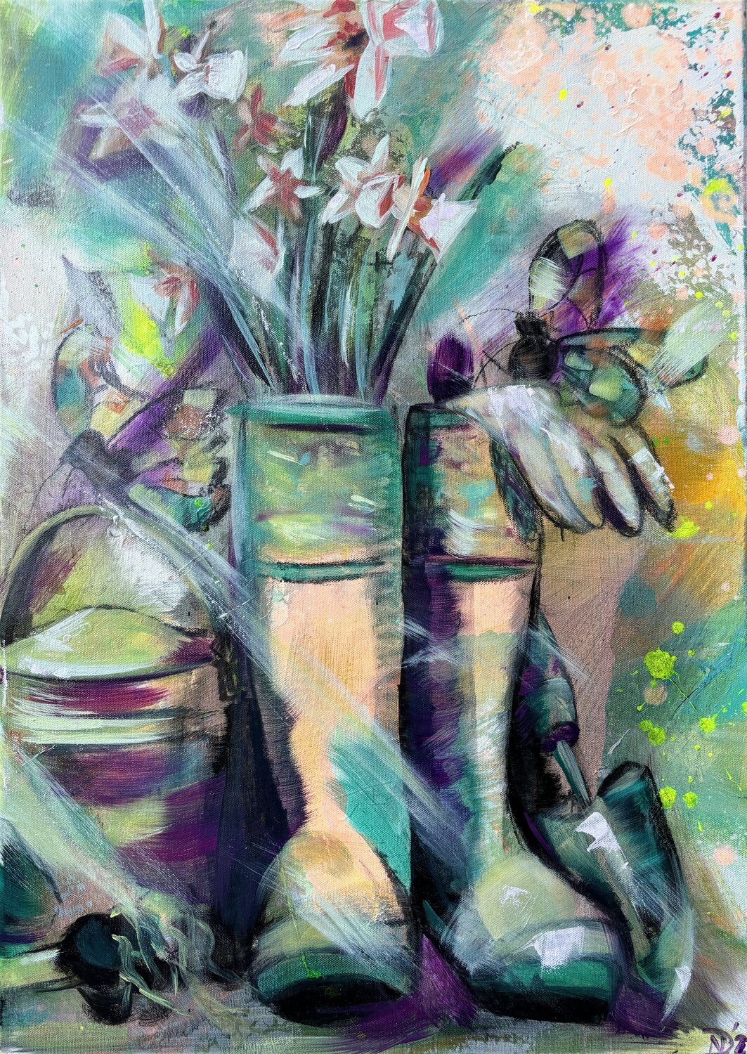 Im Garten II - Serie Zartes aus Öl Nicole Adolph Original painting for sale