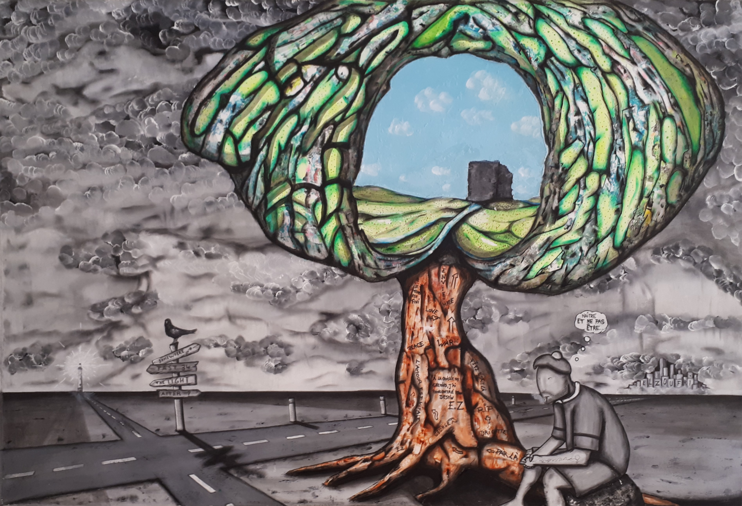 À la croisée des chemins El Zoufri Original painting for sale