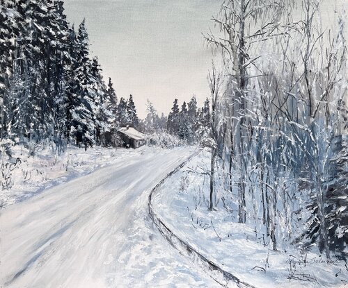 Winter Road by Oksana Salminen, Painting for Sale on Select