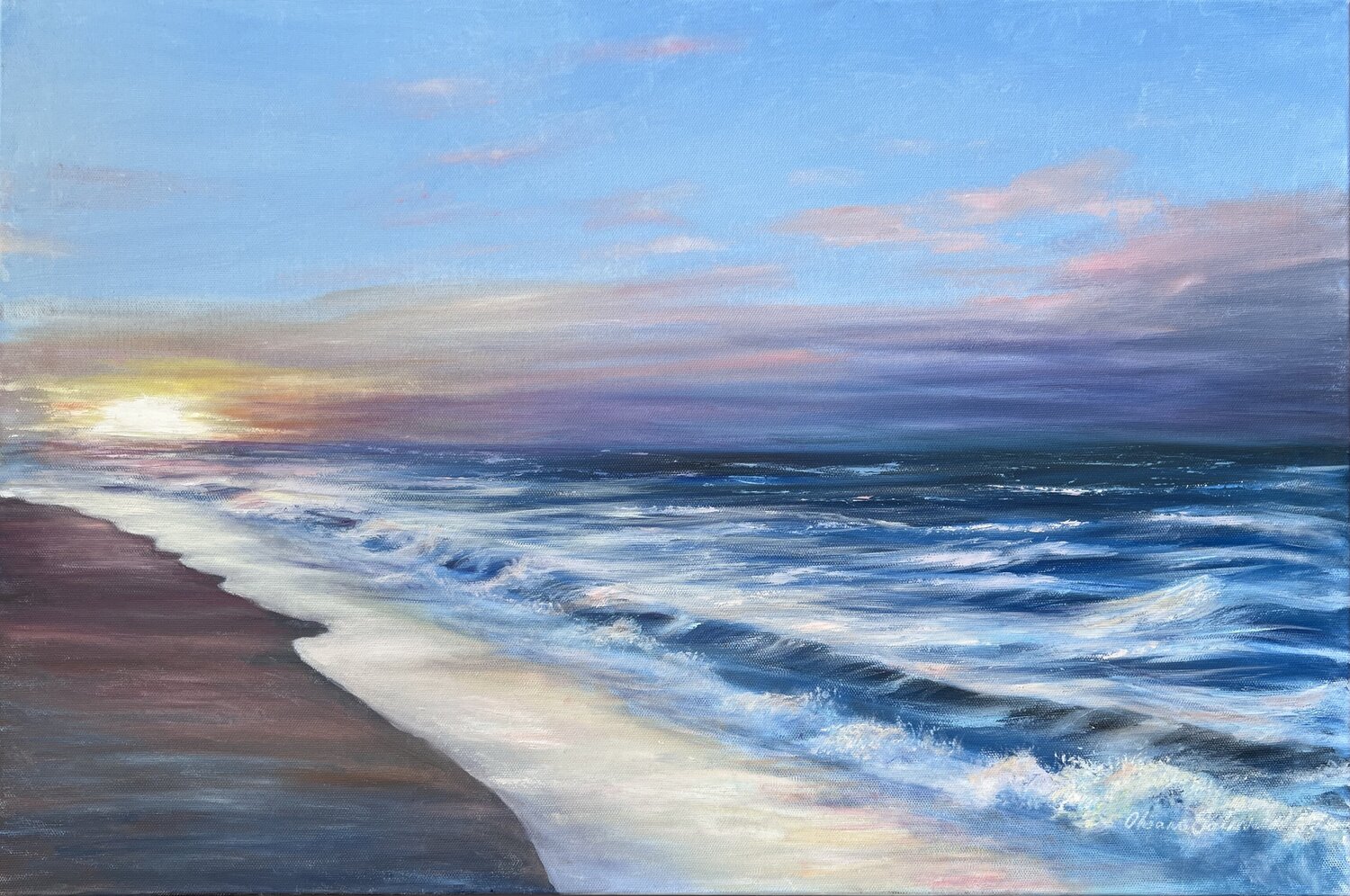 Sunrise at the Sea Oksana Salminen Original painting for sale