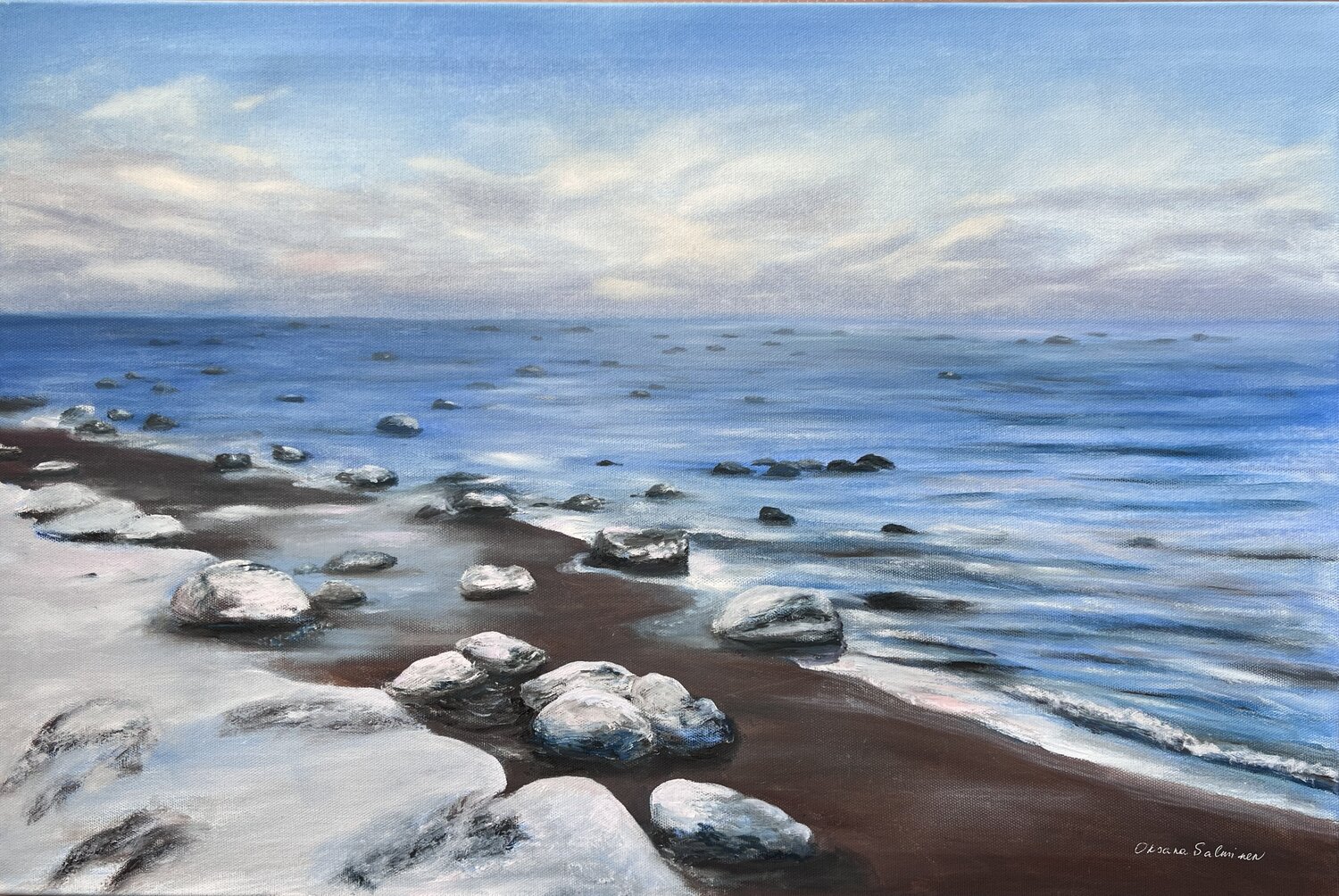 Winter Sea Oksana Salminen Original painting for sale