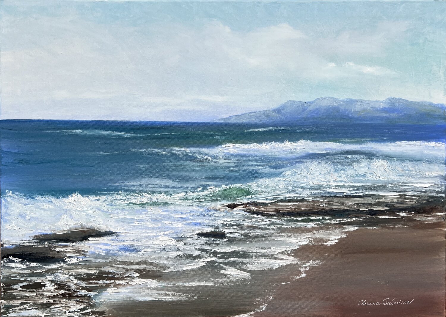 Stormy Seaside Oksana Salminen Original painting for sale