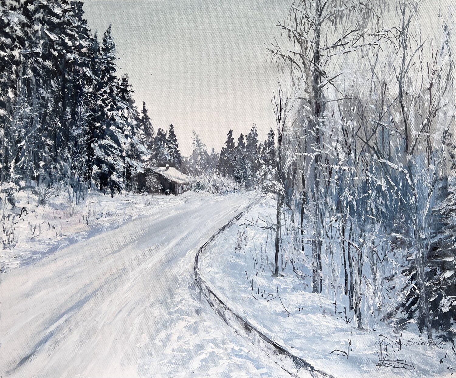 Winter Road Oksana Salminen Original painting for sale