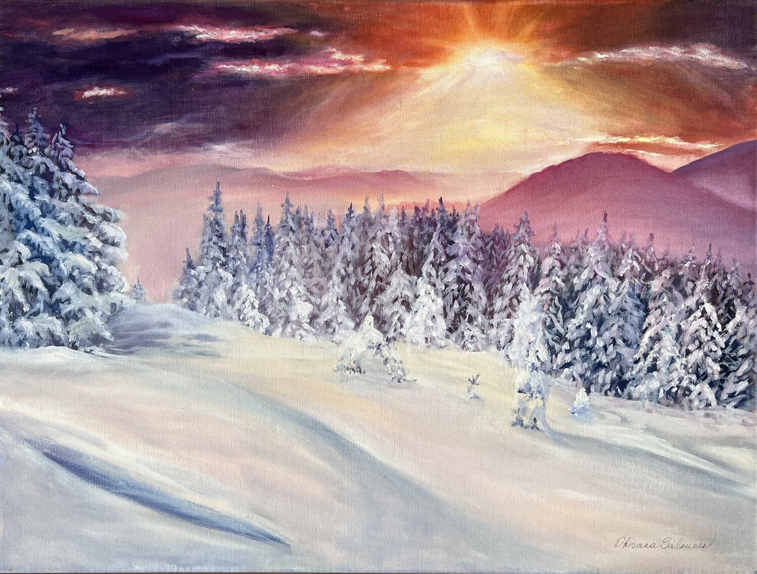 Winter Fairy Tale Oksana Salminen Original painting for sale