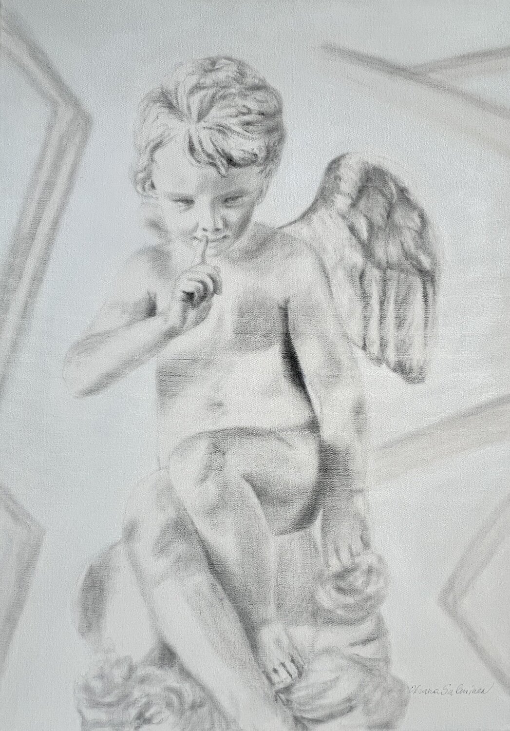 Seated Cupid (Falconet) Oksana Salminen Original painting for sale