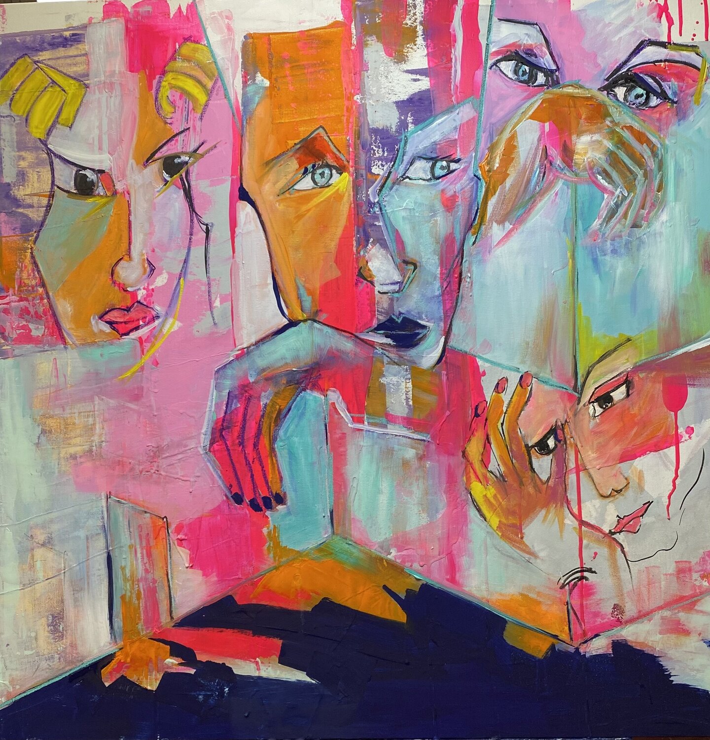 LA MAIN TENDUE APRES LE JUGEMENT francoise leblanc Original painting for sale