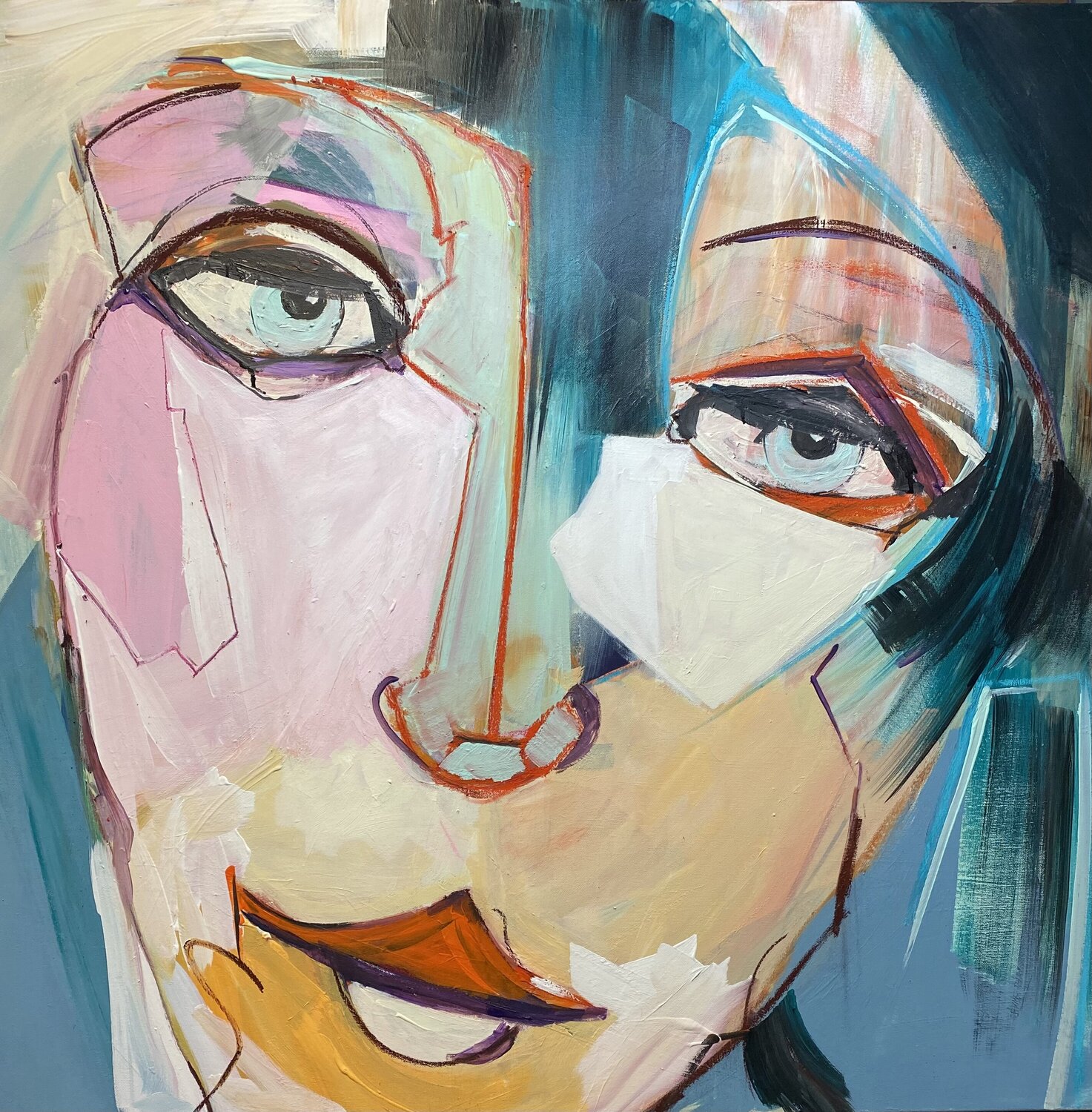 MELANCOLIQUE DANS L'ATTENTE francoise leblanc Original painting for sale