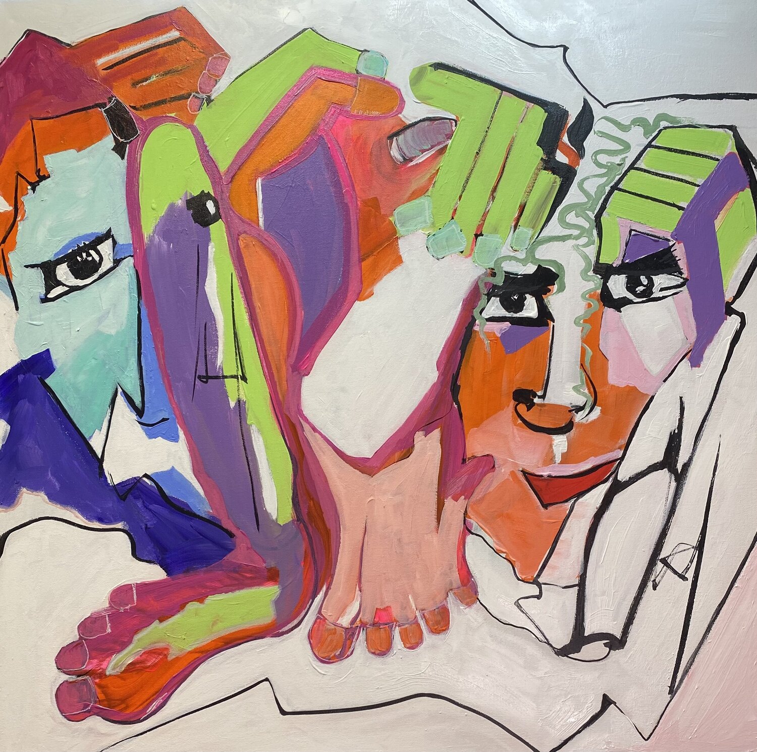 UN COUPLE D'AMOUREUX francoise leblanc Original painting for sale