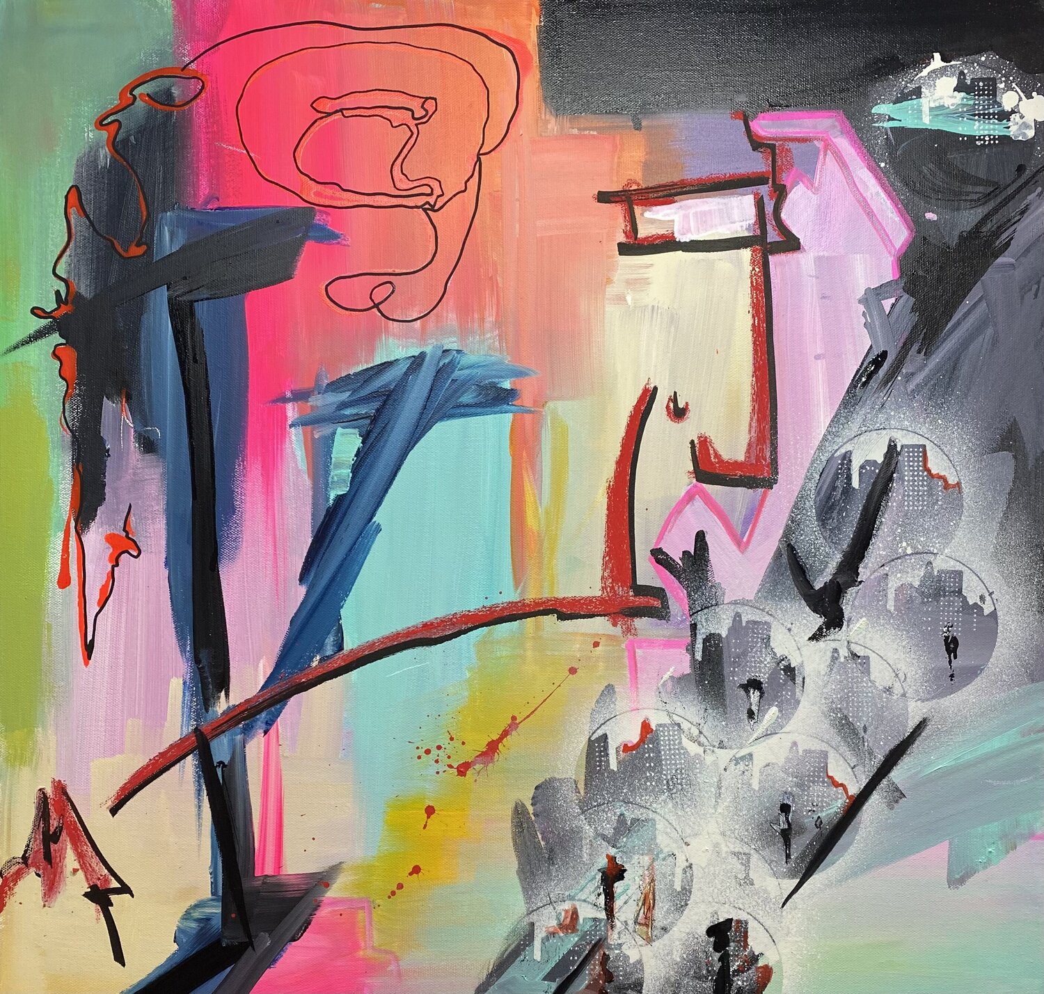 FEMME CURIEUSE francoise leblanc Original painting for sale