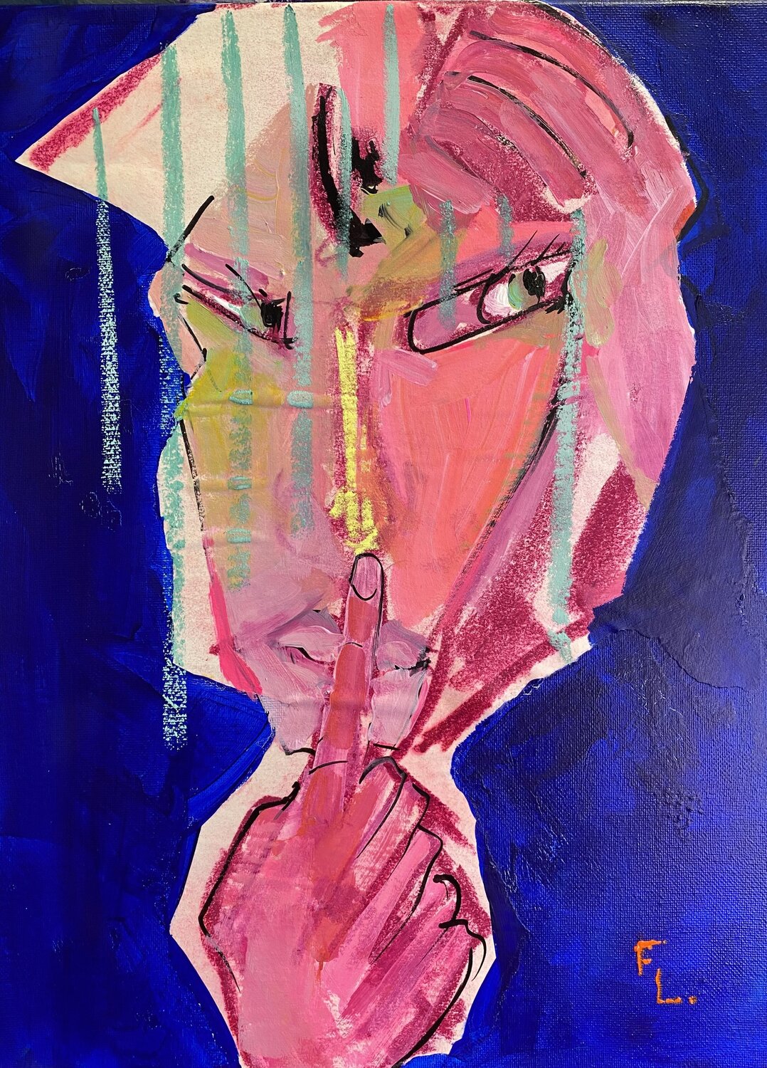 T124 FEMME 2050 francoise leblanc Original painting for sale