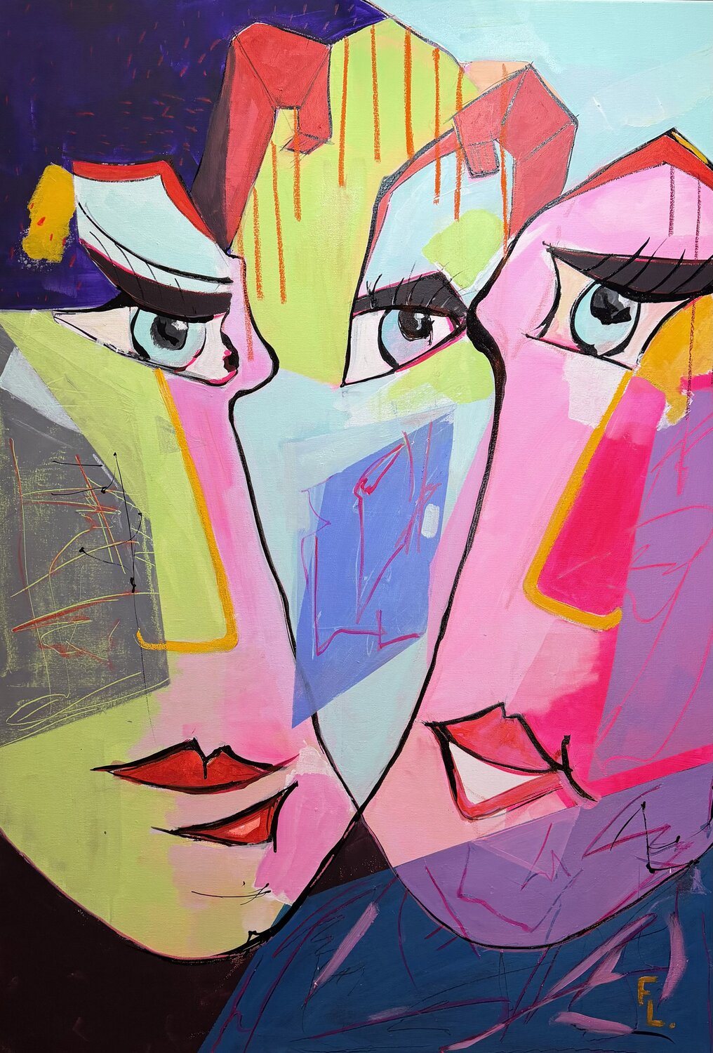 T126 FEMMES 2050 francoise leblanc Original painting for sale