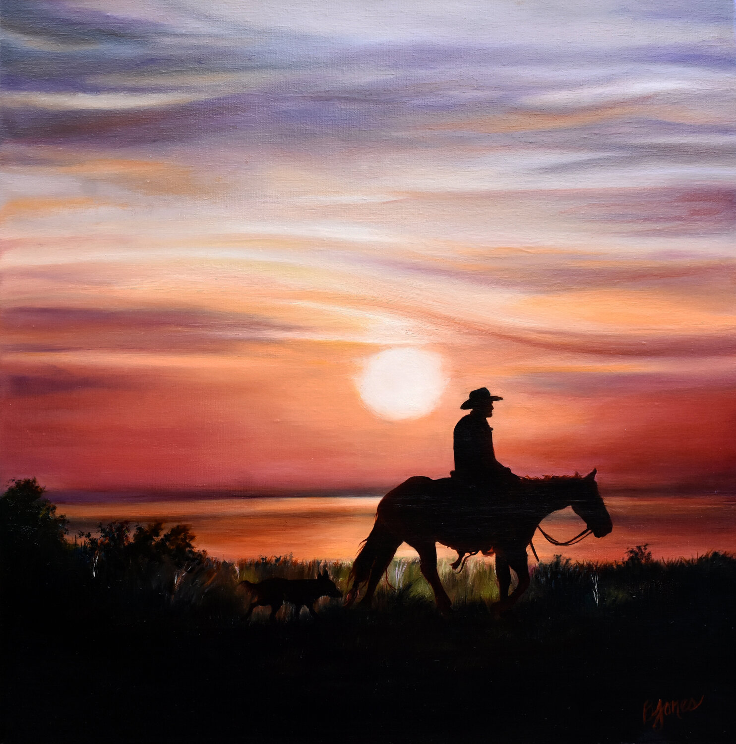 Sunset Rider Bobbe Jones Original painting for sale