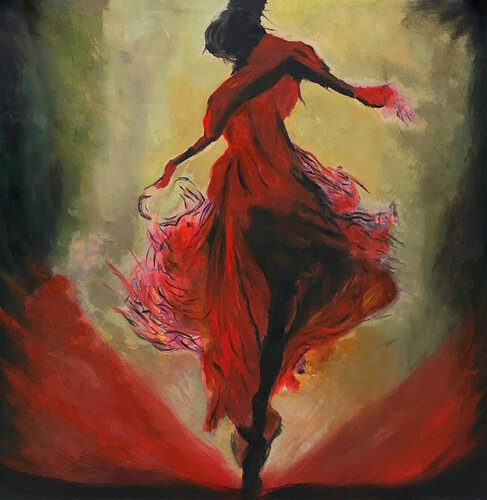 She Burns by Betty Khatchikian, Painting for Sale on Select