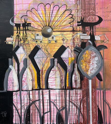 Hibiscus Wine , Kite Flying by PJ Riley, Painting for Sale on Select