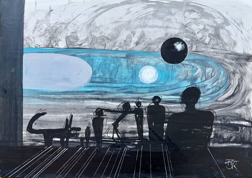 The Tourquoise in a Crashing Wave by PJ Riley, Painting for Sale on Select