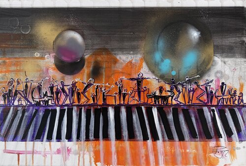 Two Moon Symphony ( 3rd refrain) by PJ Riley, Painting for Sale on Select