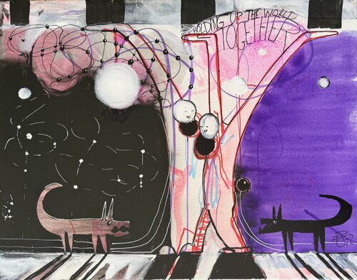 Holding up the world …together by PJ Riley, Painting for Sale on Select