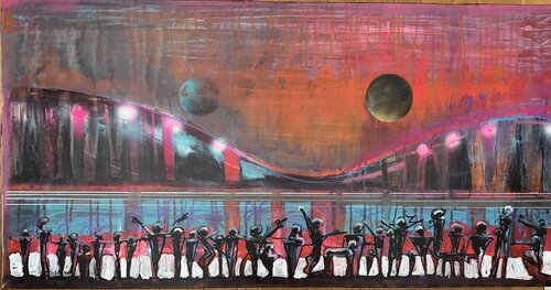Two Moons over Turtleback Drive by PJ Riley, Painting for Sale on Select