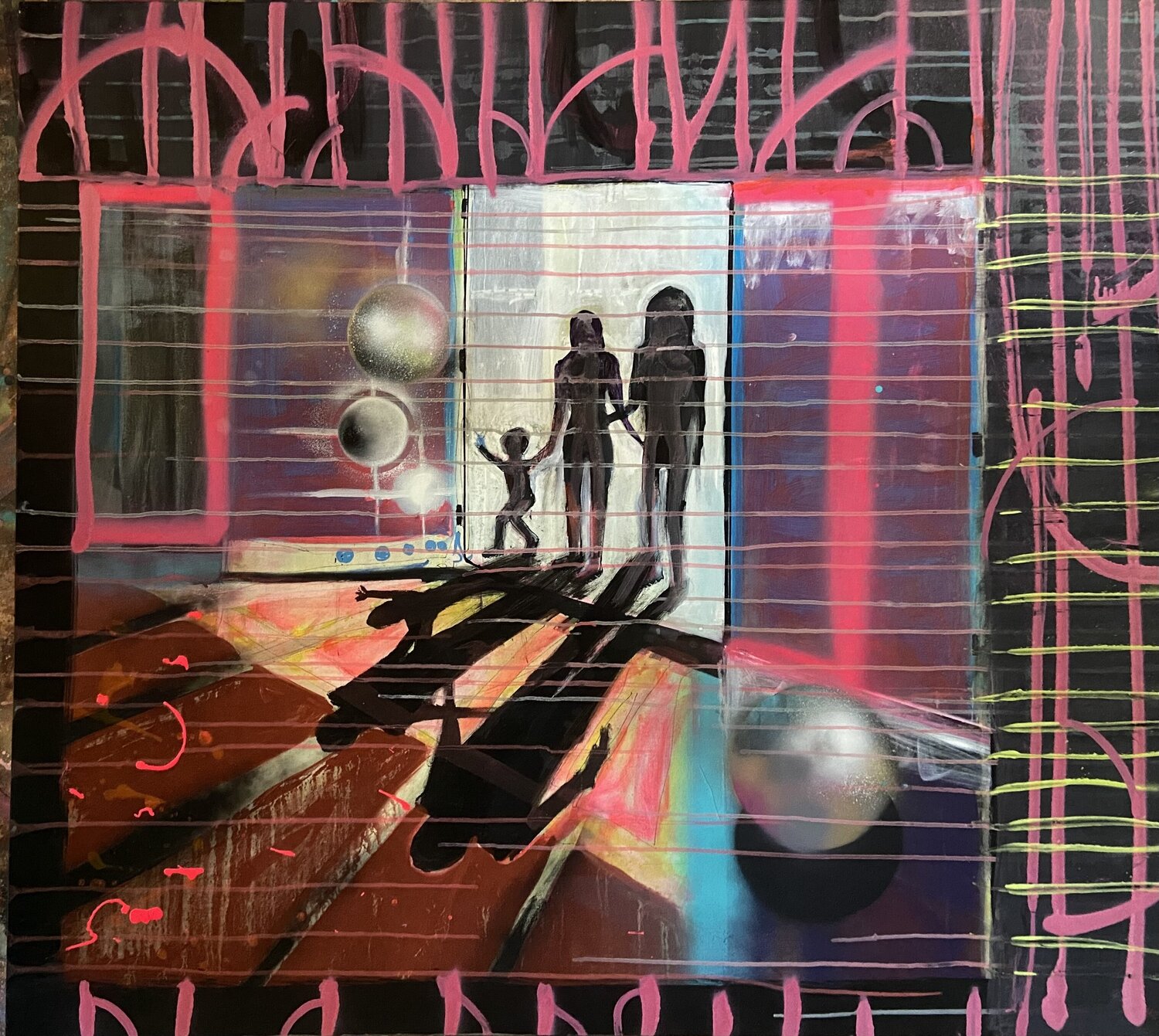 Three Figures At a Crossing ( The Day You Were Born ) PJ Riley Original painting for sale