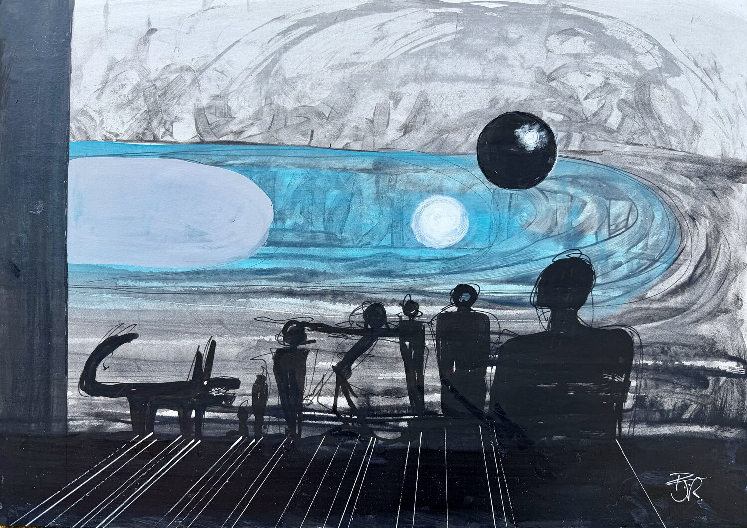 The Tourquoise in a Crashing Wave PJ Riley Original painting for sale
