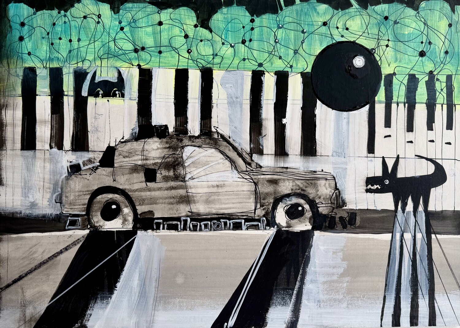 Miss Naismith’s Car PJ Riley Original painting for sale