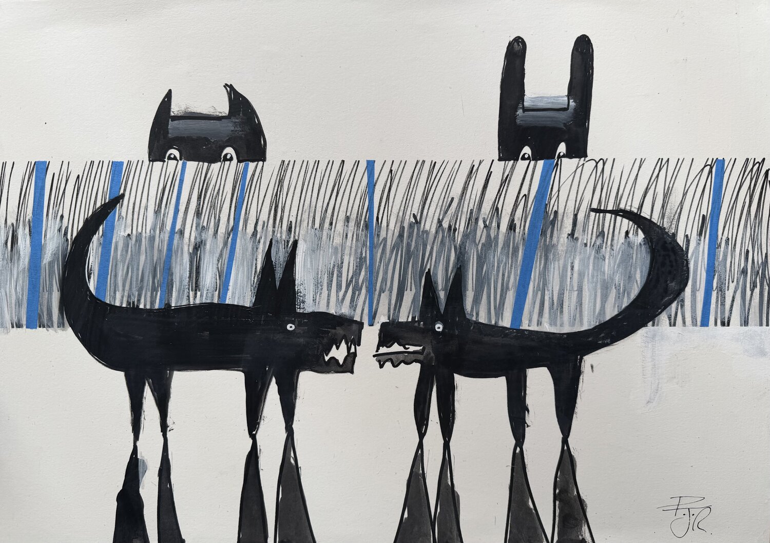 Trouble in the Long Grass PJ Riley Original painting for sale