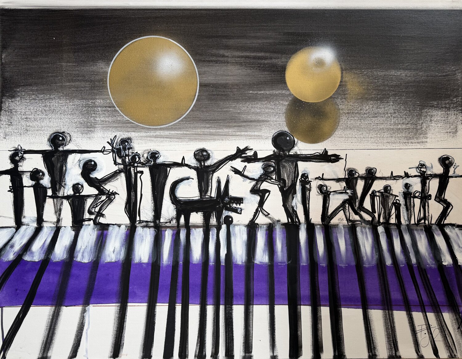 Two Moon Symphony no1 PJ Riley Original painting for sale