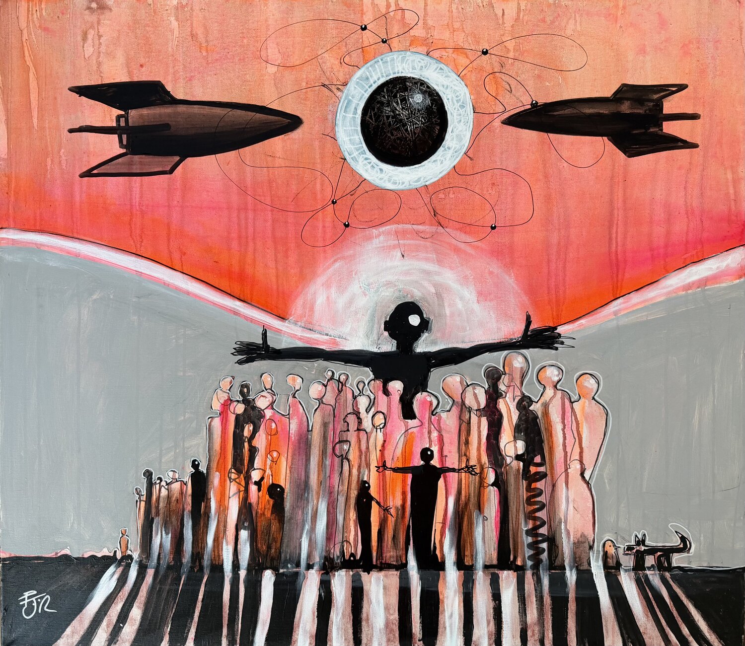 Bomb Culture (waiting on a sign) PJ Riley Original painting for sale