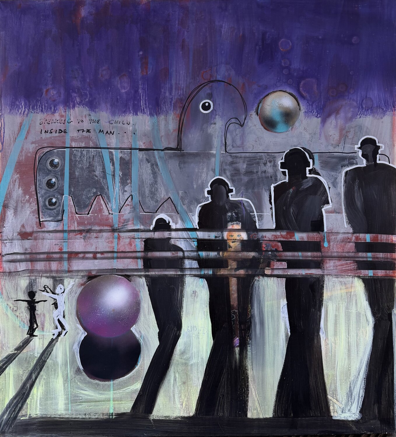 Talking to the child inside the man PJ Riley Original painting for sale