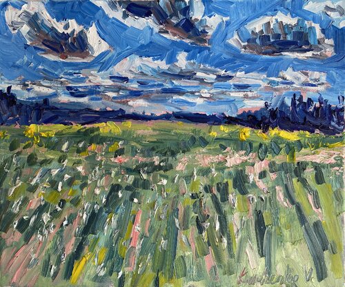 Clouds over prairies by Vasily Kulchenko, Painting for Sale on Select