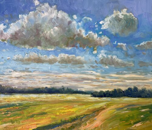 Sky over yellow field by Vasily Kulchenko, Painting for Sale on Select