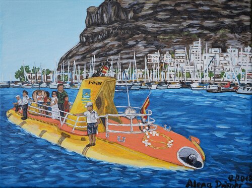Ankommen nach der U-Boot Tour auf Gran Canaria by Alena Drisner, Painting for Sale on Select