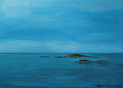 Kleine Inseln im Meer in Kroatien by Alena Drisner, Painting for Sale on Select